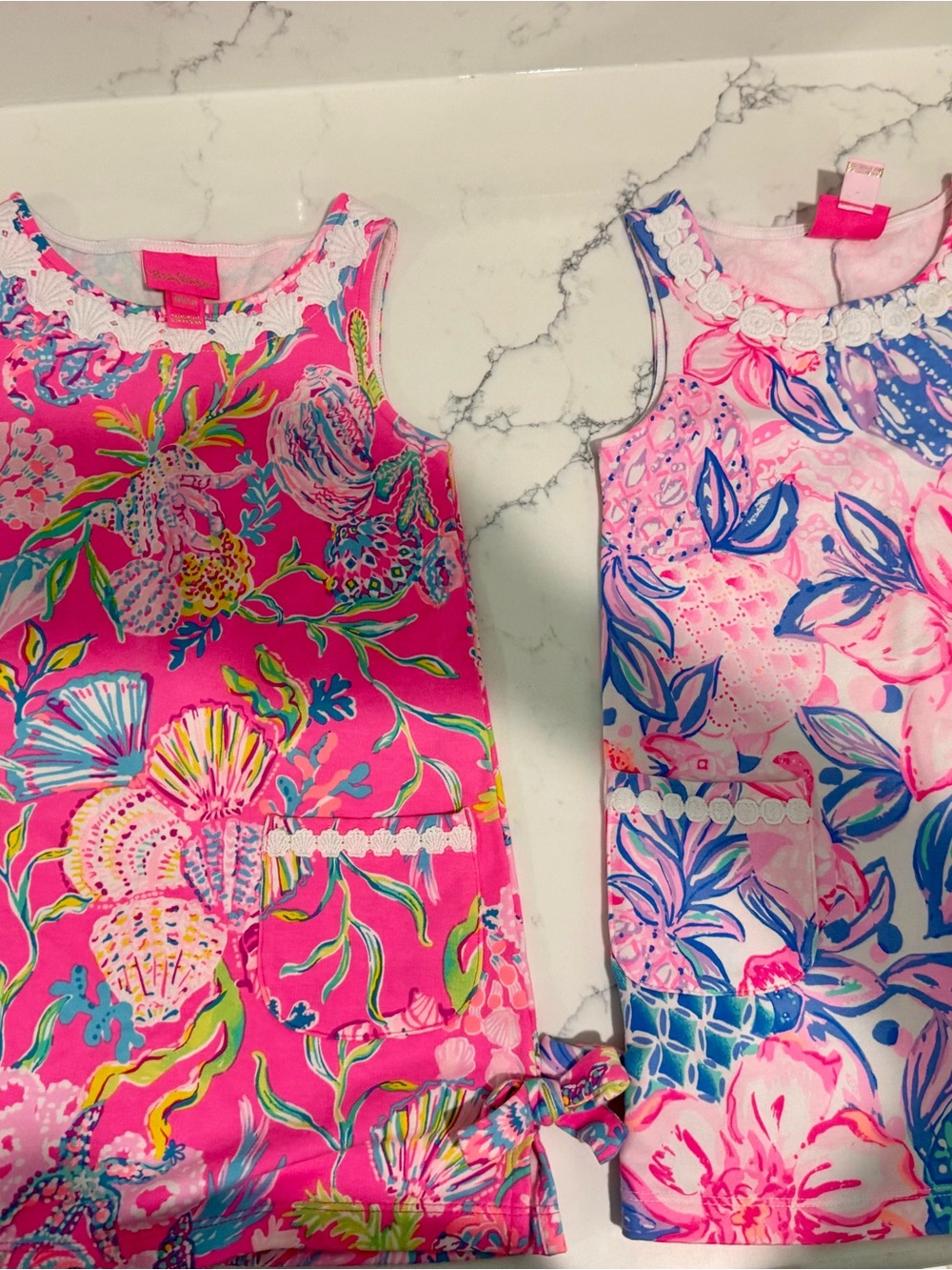 Lilly Pulitzer Girls XS Set of 2 Dresses Bright Pink & Light Pink